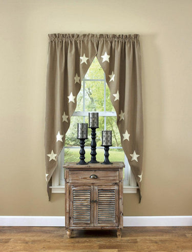 Taupe & Star Romantic Lined Window Curtain Swag Set of 2- Park Designs - The Fox Decor